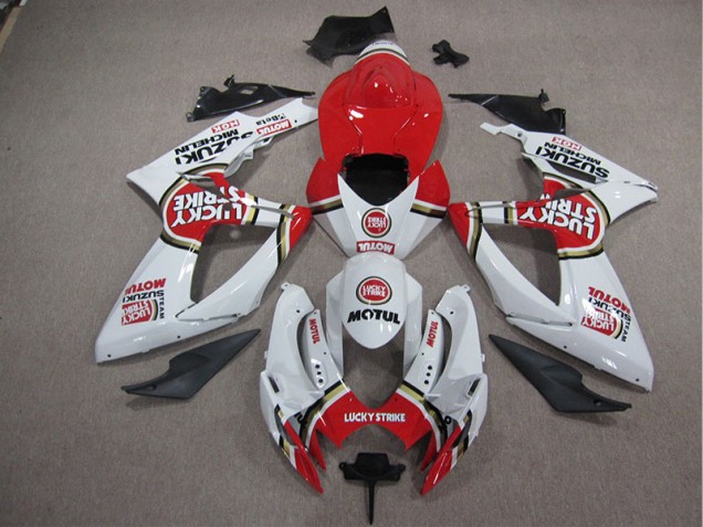 Loja Abs Kit Completos Carenagem Moto Suzuki GSXR 1000 K5 05-06 - Branco Lucky Strike Vermelho Motul