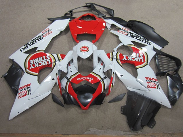 Loja Carenagem Moto & Plástico Moto Suzuki GSXR 1000 K5 05-06 - Branco Lucky Strike Vermelho Motul