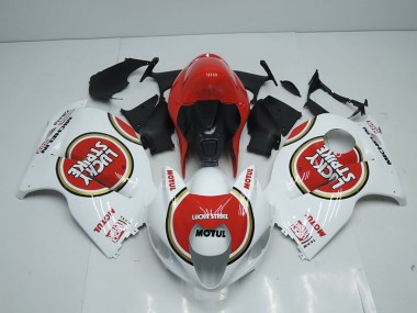 Loja Carenagem Moto Suzuki GSXR 1300 Hayabusa 96-07 - Branco Vermelho Lucky Strike Motul