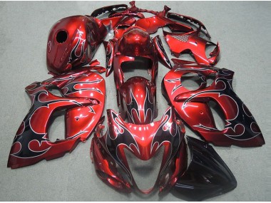 Loja Carenagem Moto Suzuki GSXR 1300 Hayabusa 96-07 - Vermelho & Preto Chama