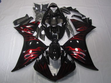 Loja Carenagem Moto Yamaha R1 09-11 - Preto Vermelho Chama