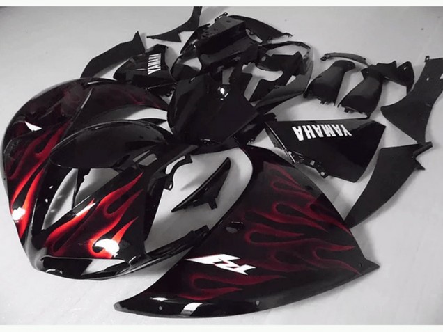 Loja Carenagem Moto Yamaha R1 12-14 - Vermelho Preto Chama