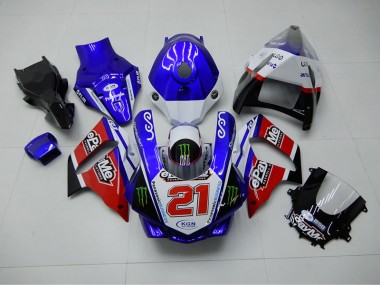 Loja Carenagem Moto Yamaha R1 15-19 - Azul Vermelho KGN 21