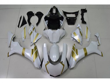 Loja Carenagem Moto Yamaha R1 15-19 - Branco & Ouro Decalque