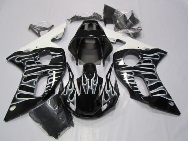 Loja Carenagem Moto Yamaha R6 98-02 - Preto Branco Chama