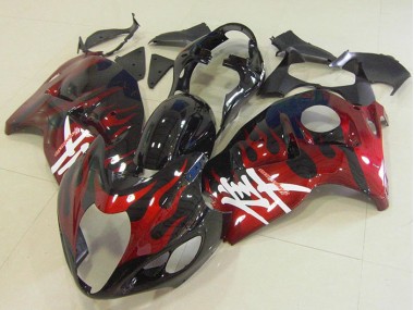 Loja Kits Carenagem Moto Suzuki GSXR 1300 Hayabusa 96-07 - Preto Vermelho Chama