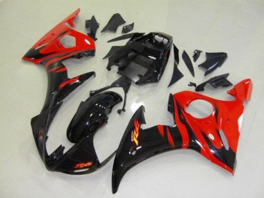 Loja Moto Plásticos Yamaha R6 03-05 - Preto Vermelho Chama